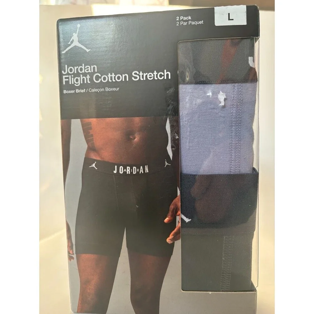 Jordan Flight Cotton Stretch Boxer Briefs 2 Pack Men's Large L JM0744-G0T